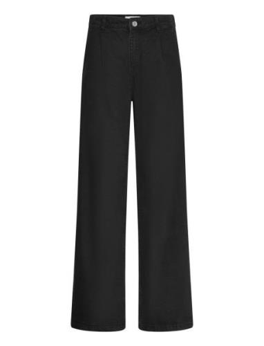 Mango Straight Pleated Jeans Svart