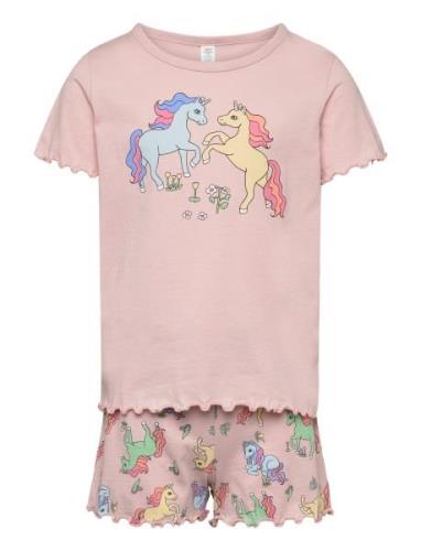 Lindex Pyjama Tee Shorts Set Unicorn Rosa