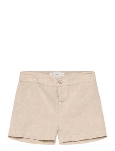 Mango Linen-Blend Bermuda Shorts Beige