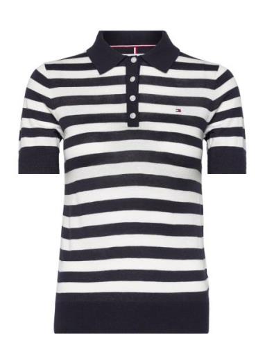 Tommy Hilfiger Co Lyocell Button Polo Ss Swt Svart