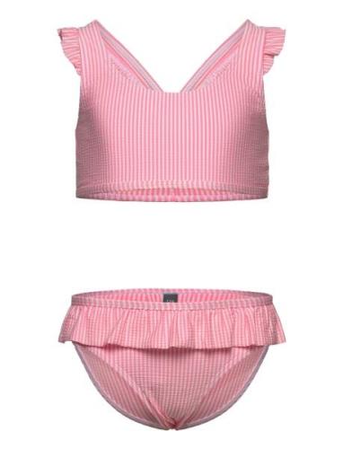 Color Kids Bikini W. Skirt, Seersucker Rosa