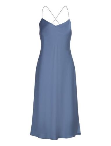 Lauren Ralph Lauren Featherweight Charmeuse Slip Dress Blå