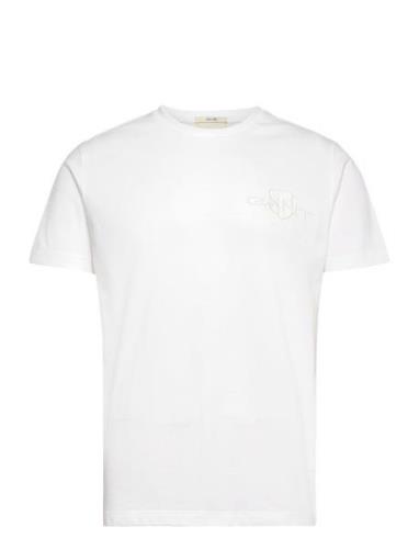 GANT Slim Tonal Shield Pique Ss Tshirt Vit