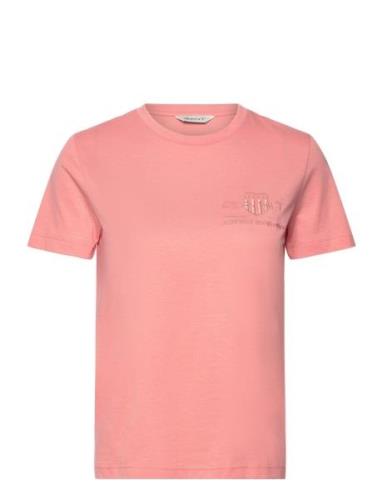 GANT Reg Tonal Shield Ss T-Shirt Rosa