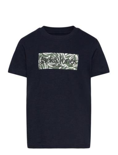 Jack & J S Jorlafayette Branding Tee Ss Crew Mni Marinblå