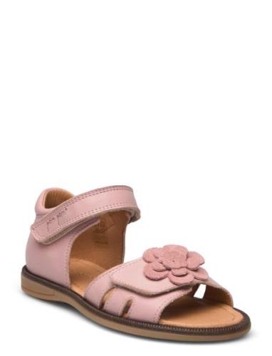 Pom Pom Flower Velcro Sandal Rosa