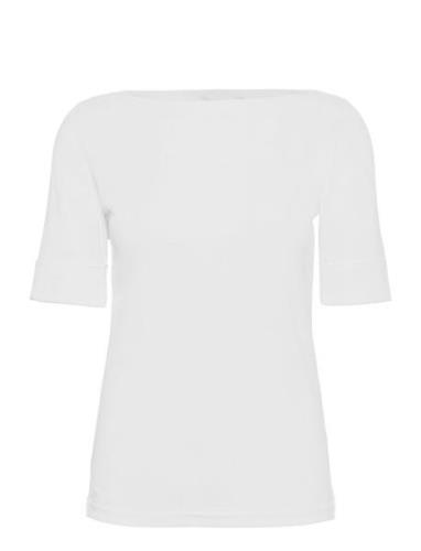 Lauren Ralph Lauren Stretch Cotton Boatneck Tee Vit