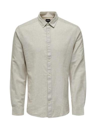 ONLY & SONS Onscaiden Ls Solid Linen Shirt Noos Beige