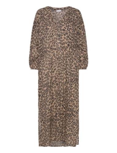 Coster Copenhagen Dress With Placket In Leo Print Brun