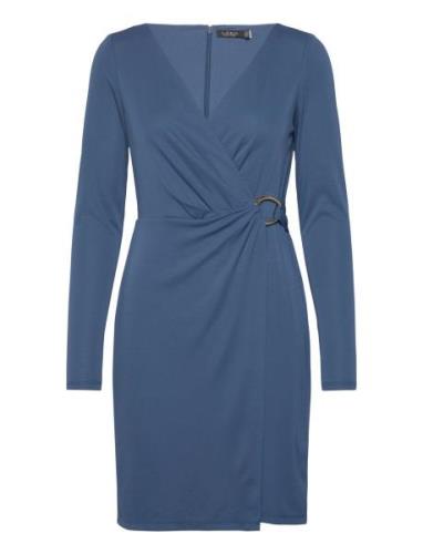 Lauren Ralph Lauren Ring-Trim Stretch Jersey Cocktail Dress Blå