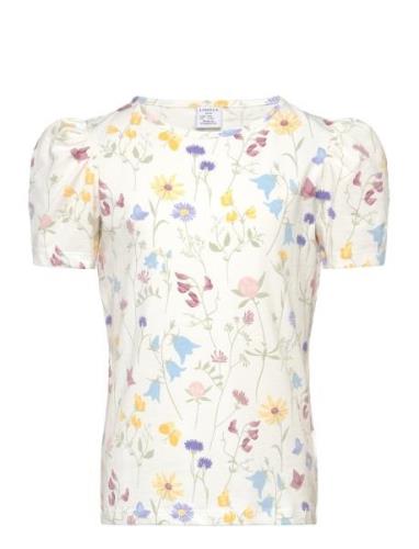 Lindex Top Ss With Puff Aop Flowers Multi/patterned