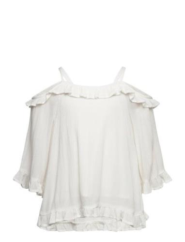 Lindex Blouse Cold Shoulder Frills Vit