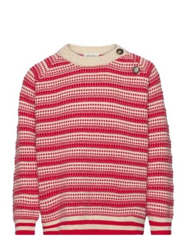 Petit Piao O-Neck Light Nordic Knit Sweater Röd