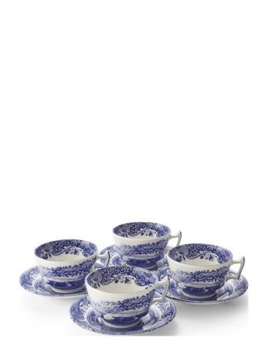 Blue Italian Teacup & Saucer 4-Pack Spode Blue