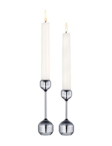 LIND DNA Silhouette 120+145 Candle Holder 2-Pack Silver