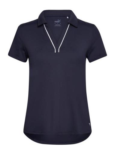 PUMA Golf W Cloudspun Piped Ss Polo Marinblå