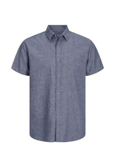 Jack & J S Jjesummer Linen Blend Shirt Ss Sn Blå