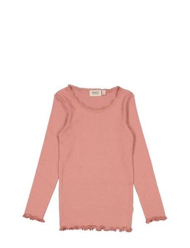 Wheat Rib T-Shirt Lace Ls Rosa