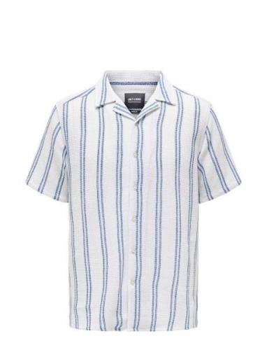 ONLY & SONS Onstrev Life Reg Struc Stripe Ss Shirt Vit