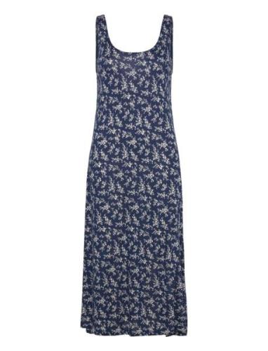 Polo Ralph Lauren Floral Scoopneck Jersey Dress Blå