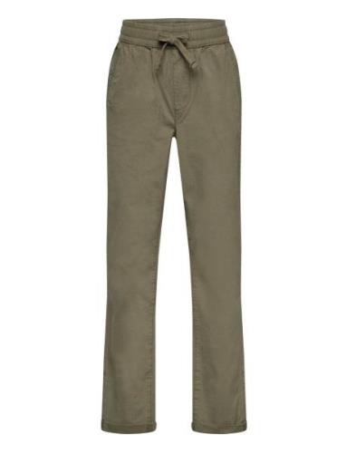 Mango Cotton Jogger-Style Trousers Khaki Green