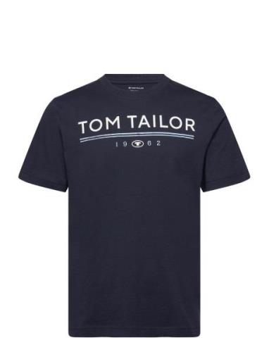 Tom Tailor Printed T-Shirt Marinblå