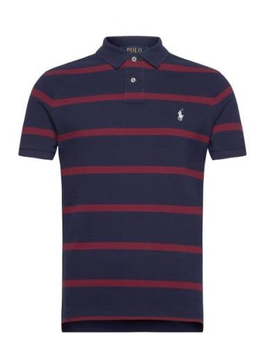 Polo Ralph Lauren Custom Slim Fit Striped Mesh Polo Shirt Marinblå