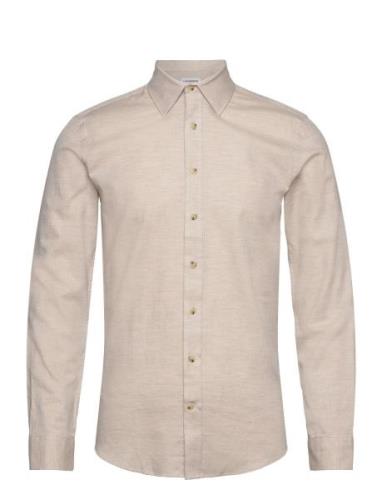 Lindbergh Mélange Herringb Shirt L/S Beige