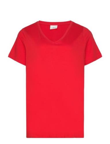 ONLY Carmakoma Carbonnie Life S/S V-Neck A-Shape Tee Röd