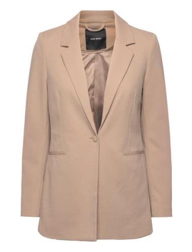 Vero Moda Vmsara Ls Loose Long Single Blazer Boo Beige