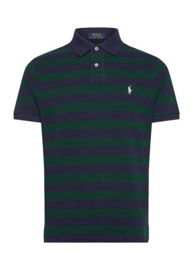 Polo Ralph Lauren Custom Slim Fit Striped Mesh Polo Shirt Marinblå