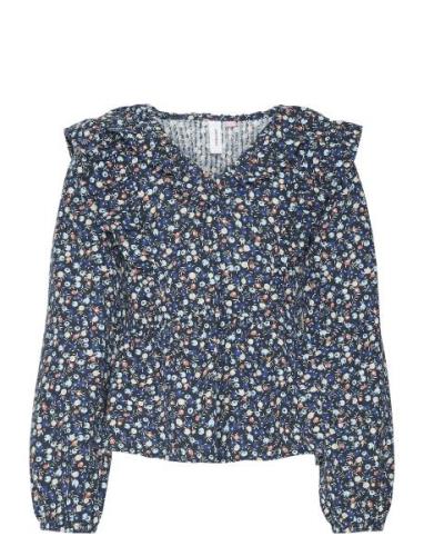 Vero Moda Girl Vmfia Ls V-Neck Crop Top Wvn Girl Blå