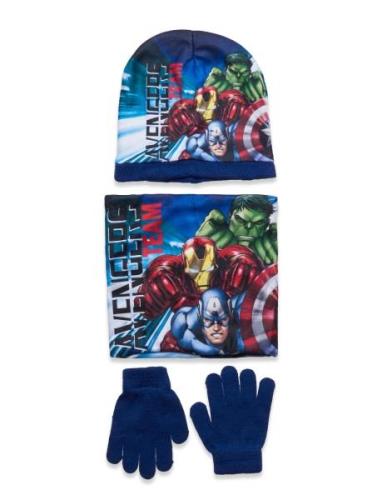 Marvel Set 3 Pcs Bonnet+Collar+Gloves Blå