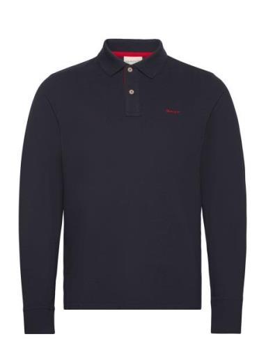 GANT Reg Contrast Pique Ls Polo Blå