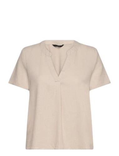 Vero Moda Vmmymilo Ss V-Neck Top Wvn Ga Beige