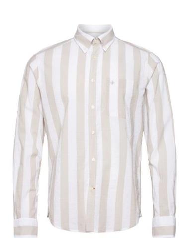 Morris Block Stripe Bd Shirt Beige