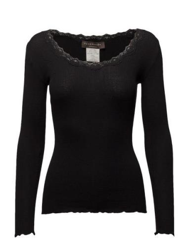 Rosemunde Silk T-Shirt W/ Lace Svart