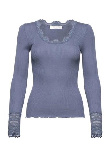 Rosemunde Silk T-Shirt W/ Lace Blå