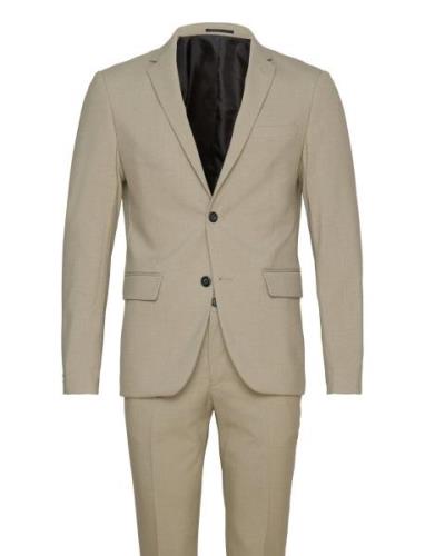 Lindbergh Plain Mens Suit - Normal Lenght Beige