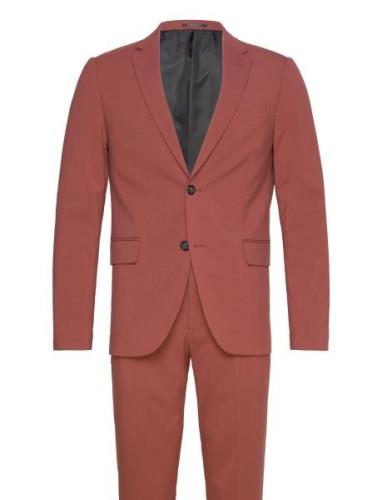 Lindbergh Plain Mens Suit - Normal Lenght Röd