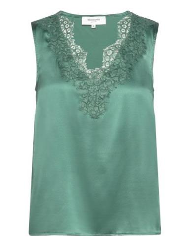 Rosemunde Jade Silk Top W/ Lace Grön