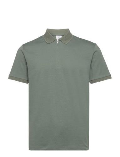 Selected Homme Slhfave Zip Ss Polo Noos Khaki Green