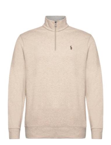 Polo Ralph Lauren Luxury Jersey Quarter-Zip Pullover Beige