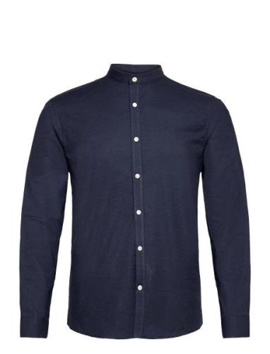 Lindbergh Yarn Dyed Oxford Superflex Shirt L/ Marinblå