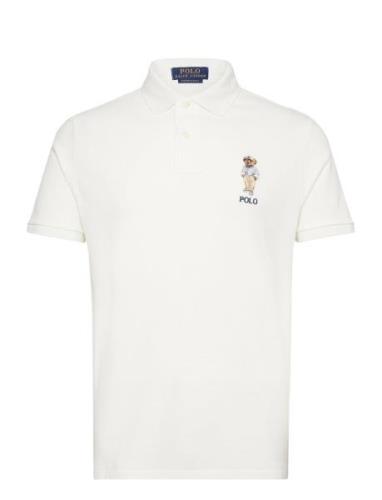 Polo Ralph Lauren Custom Slim Fit Polo Bear Polo Shirt Vit