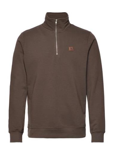 Clean Cut Copenhagen Basic Organic 1/2 Zip Sweat Brun