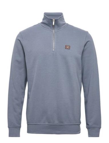 Clean Cut Copenhagen Basic Organic 1/2 Zip Sweat Blå