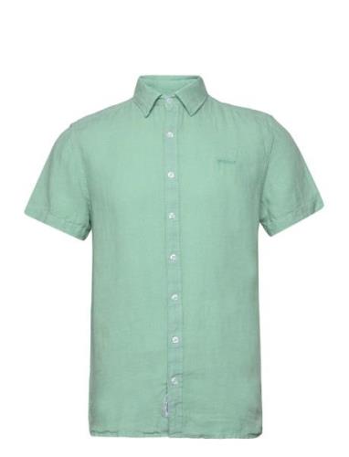 Sebago Linen Shirt Short Sleeve Grön