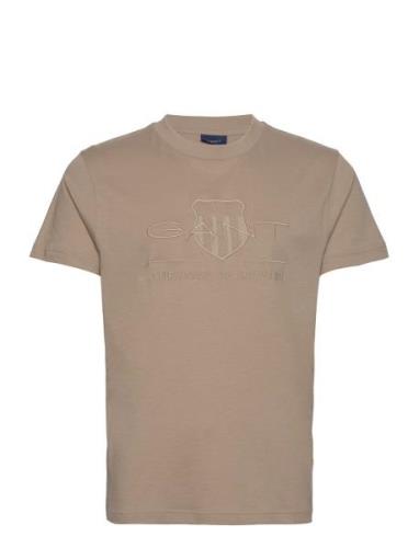 GANT Reg Tonal Shield Ss T-Shirt Beige