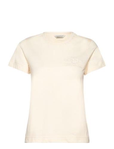 GANT Reg Tonal Shield Ss T-Shirt Kräm